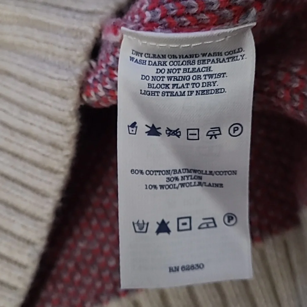 Lands End canvas 1963Vl vtg PLAID CARDIGAN SWEATER SIZE M cotton wool blend euc - Picture 5 of 15